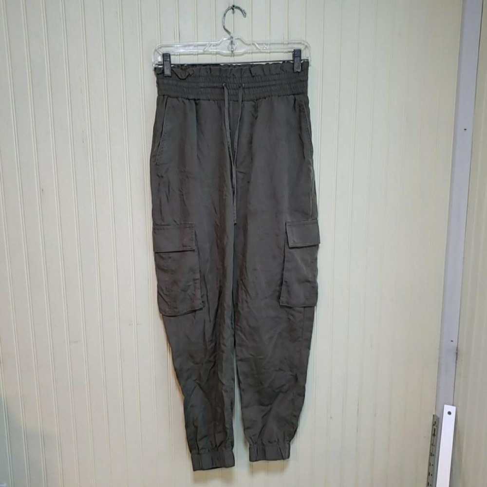 Abercrombie & Fitch Cargo Pants Mens 27x26 Green‎ Jogger Elastic Waist Cuffed